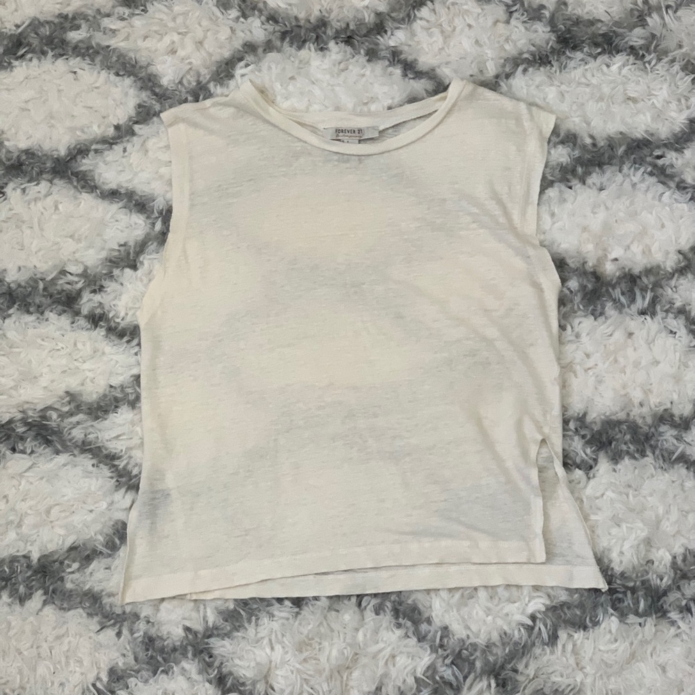 White Semi-Sheer Tank Top Small